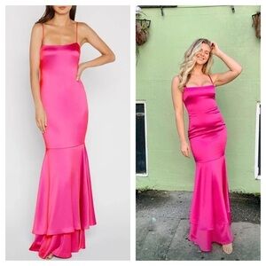 Likely / NWT Aurora Trumpet tiered Gown in fuchsia pink